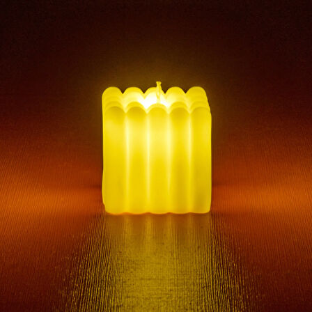 Home Küp Pilli Mum - Beyaz - 5,5x5x5 cm