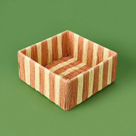 Deco Casoria Dekoratif Kutu - Turuncu / Krem - 22x22x10 cm