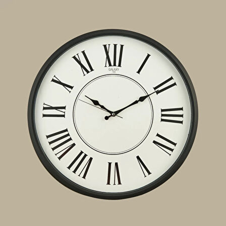 Exclusive Duvar Saati - Siyah / Beyaz - 50 cm