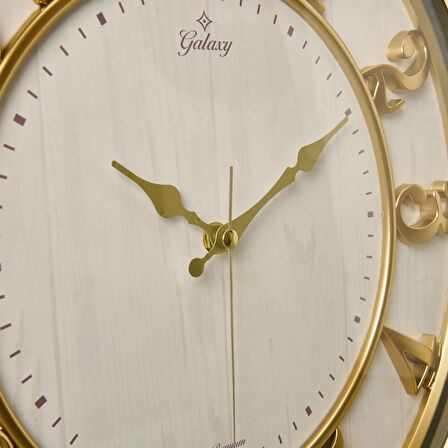 1963-CA Kabartma Rakam Duvar Saati - Bej - 46 cm