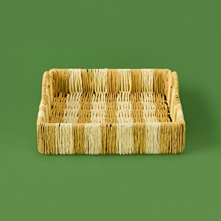 Deco Acerra Dekoratif Tepsi - Turuncu / Krem - 22x22x5 cm