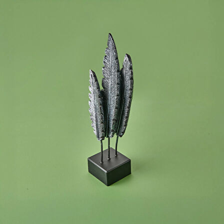 Deco Tüy Dekor - Gümüş / Siyah - 38 cm