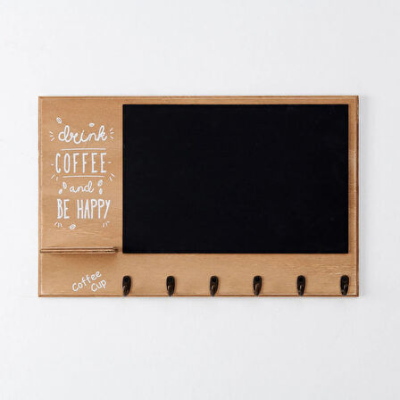 Dekoratif Kahve Köşesi Ahşap Askılık - Kahverengi - 43x27 cm