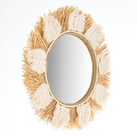 Deco Boho Ayna - Beyaz - 40 cm