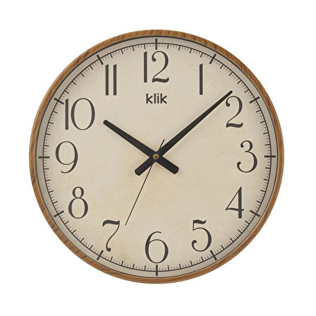 Simplex Ahşap Görünümlü Duvar Saati - Ceviz - 38 cm