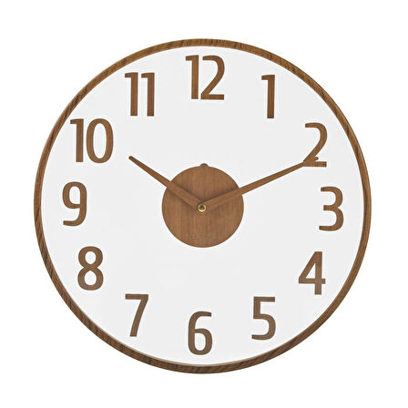 Modern Ahşap Duvar Saati - Kahverengi / Şeffaf - 38 cm