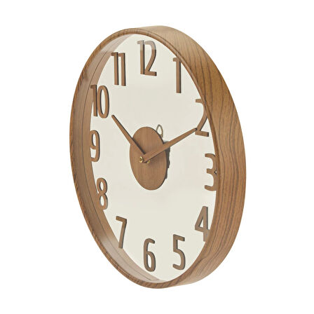 Modern Ahşap Duvar Saati - Kahverengi / Şeffaf - 38 cm