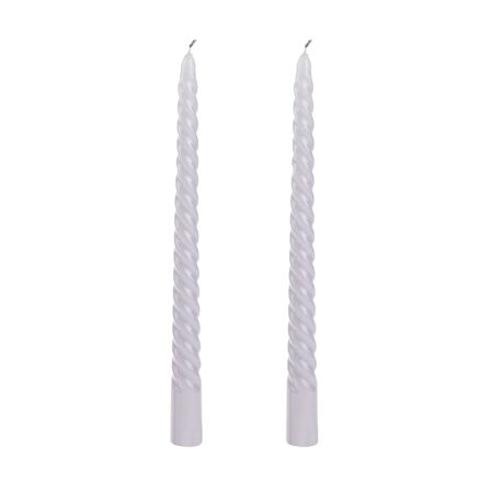 2'li Burgu Şamdan Mumu - Gri - 25 cm