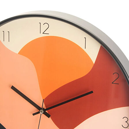 Gün Batımı Camlı Duvar Saati - Renkli - 42 cm