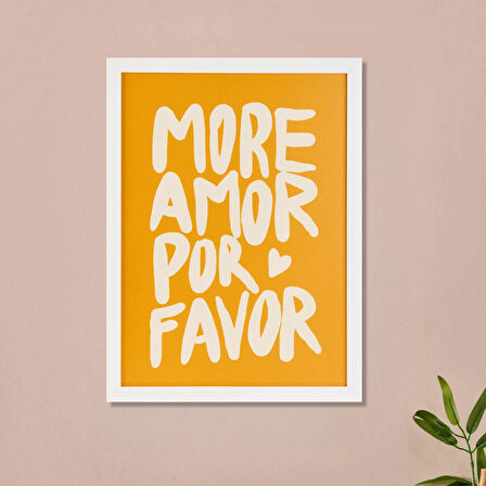 Deco More Amor Por Favor Pano - Sarı - 30x40 cm