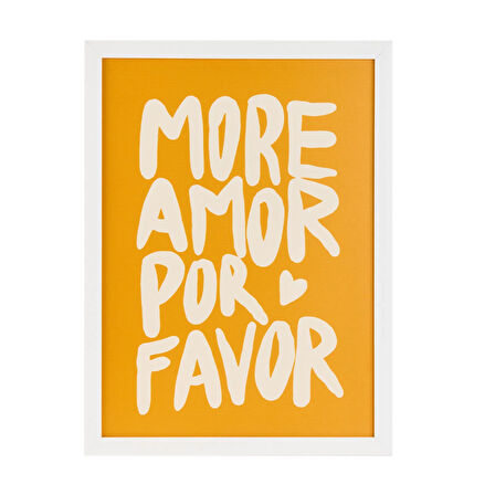 Deco More Amor Por Favor Pano - Sarı - 30x40 cm