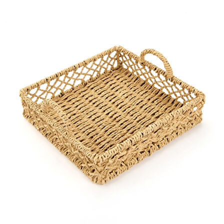 Deco Rustico Dekoratif Tepsi - Bej - 22 cm