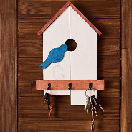 Dekor Kuş Yuvası Desenli Anahtar Kutusu - Renkli - 20x33 cm