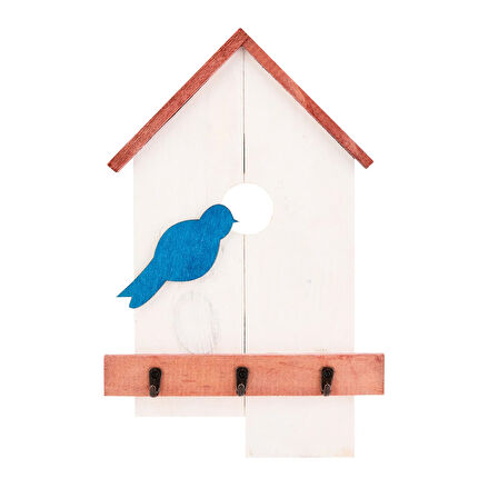 Dekor Kuş Yuvası Desenli Anahtar Kutusu - Renkli - 20x33 cm