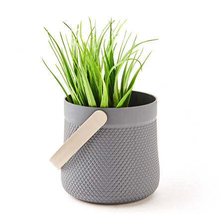 Dekor Kulplu Saksılı Yapay Çiçek - Renkli - 15x9 cm