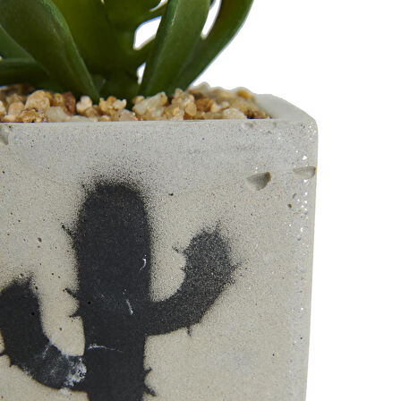Beton Saksıda Yapay Sukulent - Asorti - 7x10 cm
