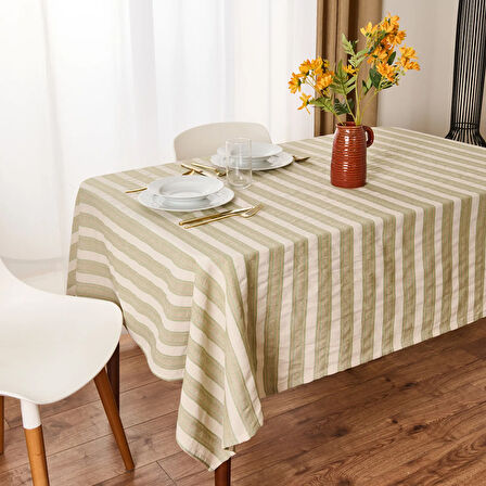 Soft Freya Masa Örtüsü - Yeşil / Ekru - 140x200 cm