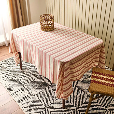 Soft Alno Masa Örtüsü - Ekru / Kiremit - 140x200 cm