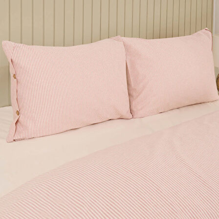 Soft Stripe Tek Kişilik Nevresim Takımı - Kiremit