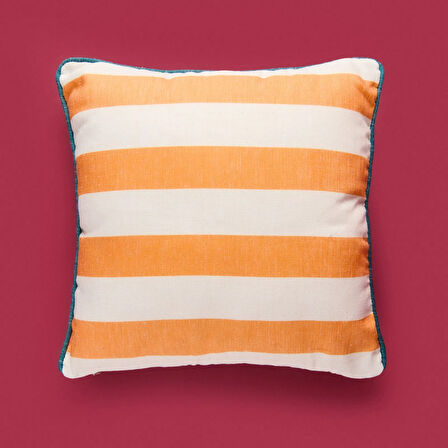 Soft Nautical Fun Çizgili Kırlent - Hardal / Yeşil - 40x40 cm