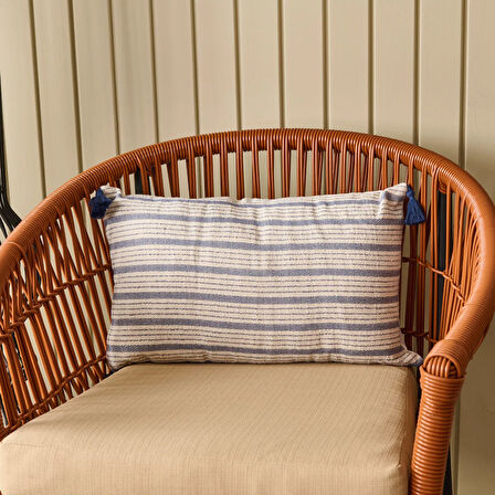 Soft Sun Madness Püsküllü Kırlent - Ekru - 30x50 cm