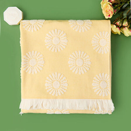 Soft Gael Plaj Havlusu - Hardal - 70x140 cm