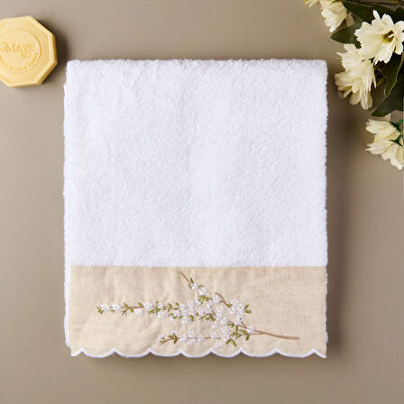 Soft Lina Yüz Havlusu - Ekru - 50x90 cm