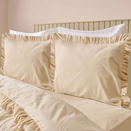 Soft Sabal Çift Kişilik Nevresim Takımı - Ekru