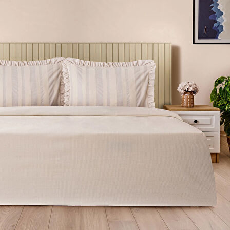 Soft Friluce Çift Kişilik Pike Seti - Açık Kahverengi