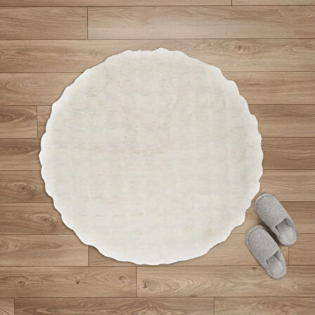 Soft Bubble Yuvarlak Halı - Krem - 100x100 cm