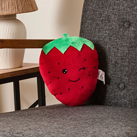 Soft Çilek Figürlü Yastık - Kırmızı - 25 cm
