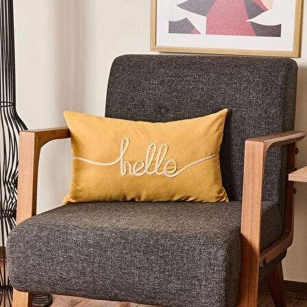 Soft Sun Madness Hello Kırlent - Hardal - 30x50 cm