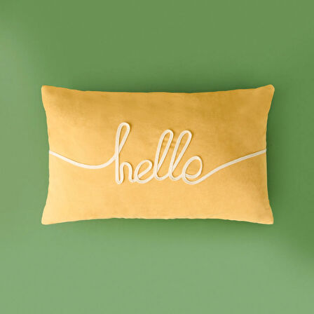 Soft Sun Madness Hello Kırlent - Hardal - 30x50 cm