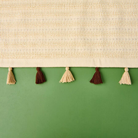 Soft Püsküllü Ayak Havlusu - Bej - 50x70 cm