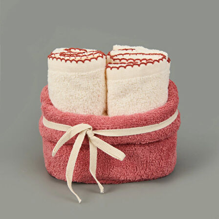 Soft Lina 4'lü Havlu Seti - Ekru / Gülkurusu - 30x40 cm