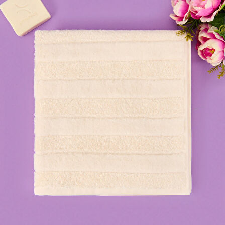 Soft Kadife Yüz Havlusu - Ekru - 50x100 cm