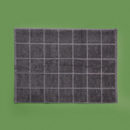 Soft Kareli Ayak Havlusu - Antrasit - 50x70 cm