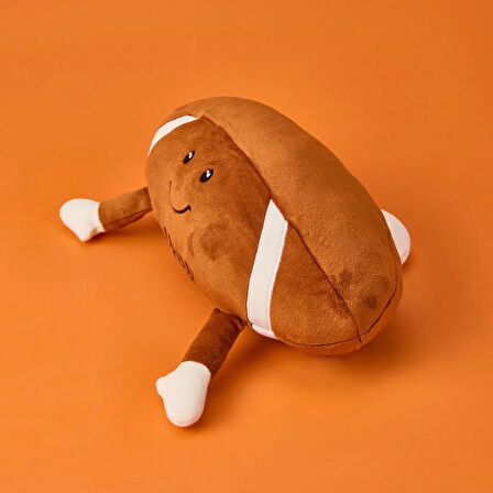 Soft Rugby Top Figürlü Yastık - Kahverengi - 35x20 cm