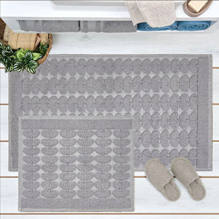 Soft Mosir 2'li Banyo Paspası - Gri - 60x100 cm + 50x60 cm