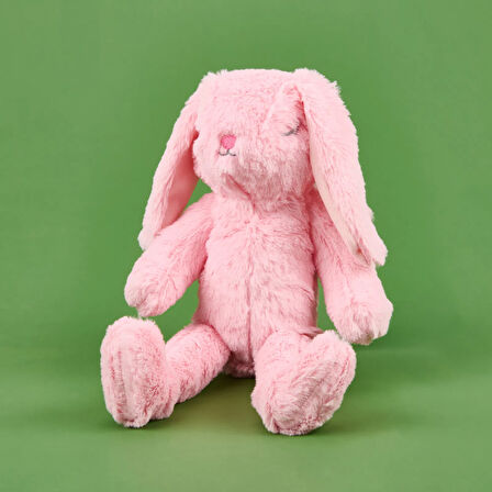 Soft Uyuyan Tavşan Figürlü Yastık - Pembe - 20x35 cm