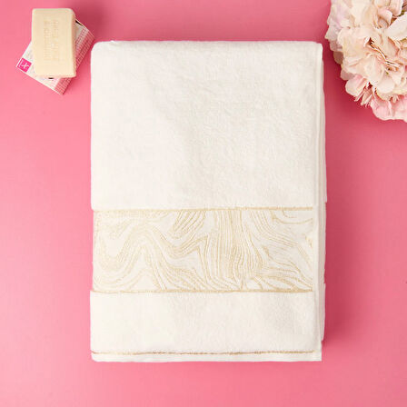 Soft Simli Banyo Havlusu - Beyaz - 90x150 cm