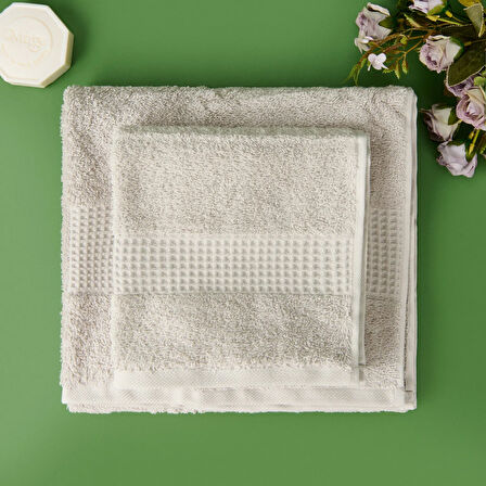 Soft 2'li Havlu Seti - Gri - 60x110 cm + 40x60 cm