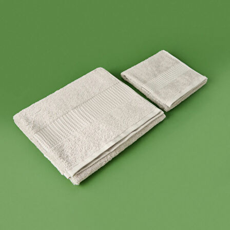 Soft 2'li Havlu Seti - Gri - 60x110 cm + 40x60 cm