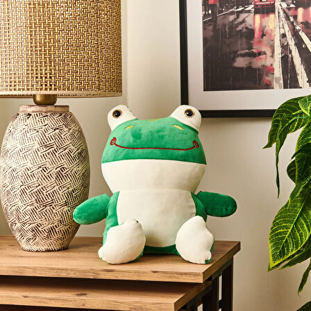 Soft Kurbağa Figürlü Yastık - Yeşil - 35x20 cm