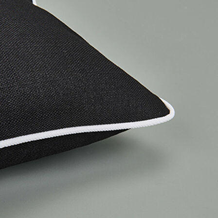 Soft Ethnic Biyeli Kırlent - Siyah - 30x50 cm