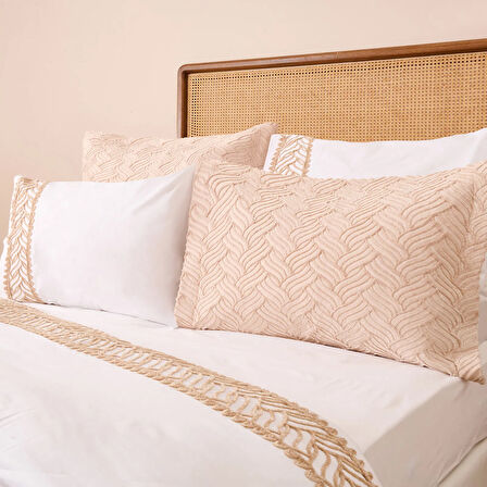 Store Elenore Çift Kişilik 7 Parça Yatak Örtüsü Seti - Bej