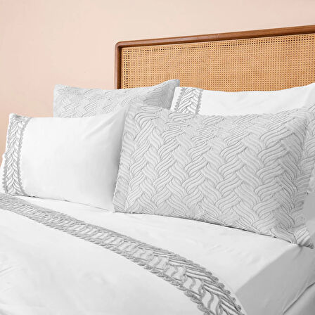 Store Elenore Çift Kişilik 7 Parça Yatak Örtüsü Seti - Gri