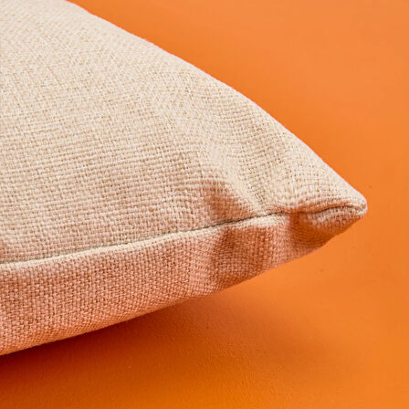 Soft Deri Görünümlü Horse Desenli Kırlent - Ekru - 30x50 cm