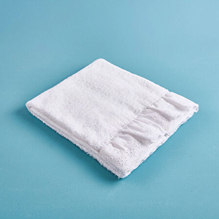 Soft Fırfırlı Yüz Havlusu - Beyaz - 50x90 cm