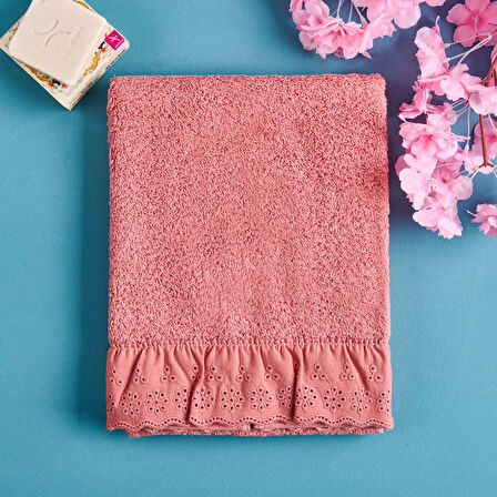 Soft Fırfırlı Yüz Havlusu - Gülkurusu - 50x90 cm